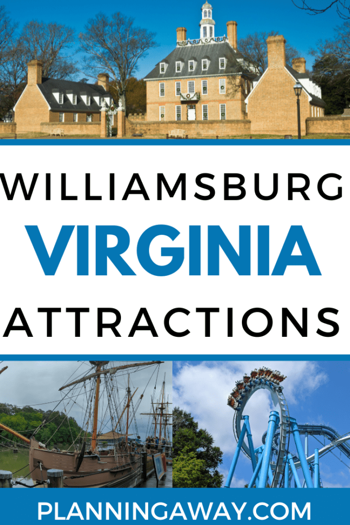 Attractions in Williamsburg VA pin for Pinterest