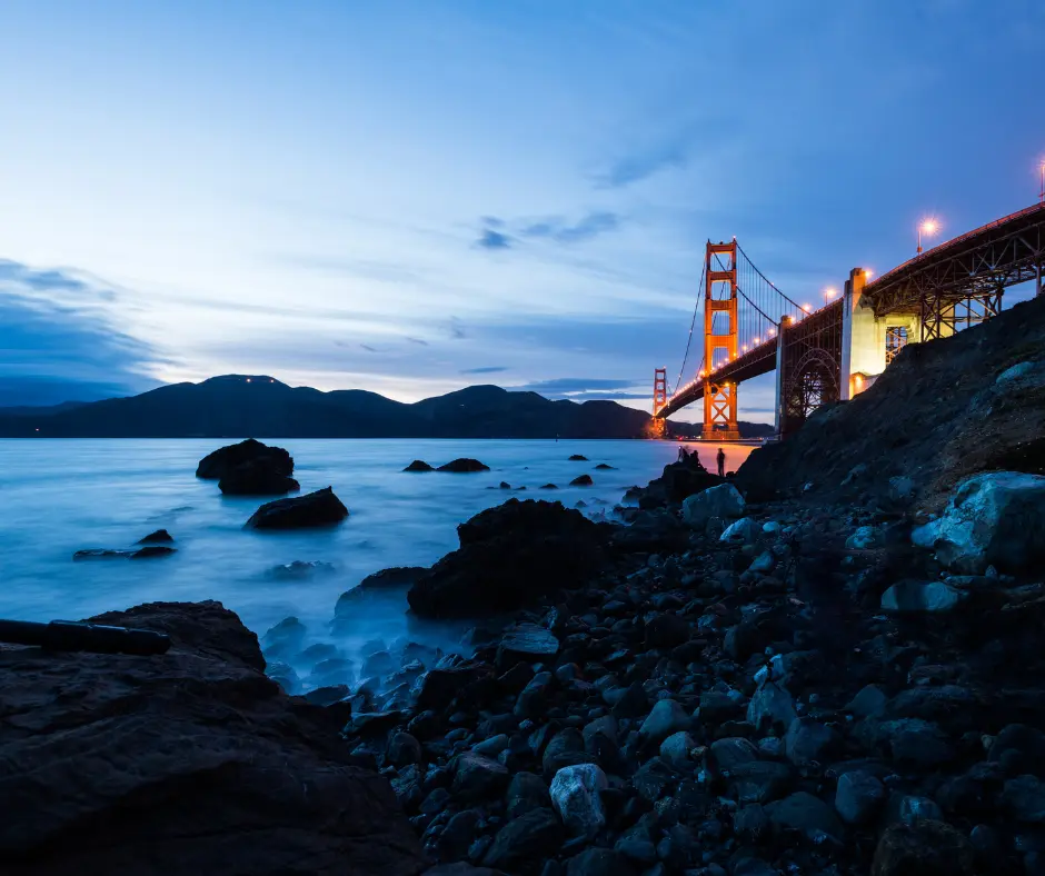 San Francisco at Night Golden Gate Bridge